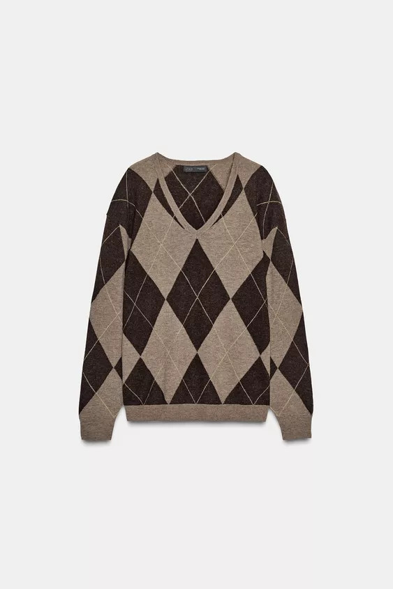 100% WOOL DIAMOND JUMPER | Zara US