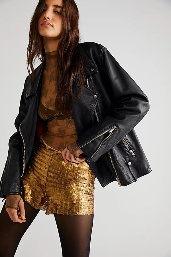 So Right Sequin Shorts by Free People, Matte Gold, US 10 | Free People (Global - UK&FR Excluded)