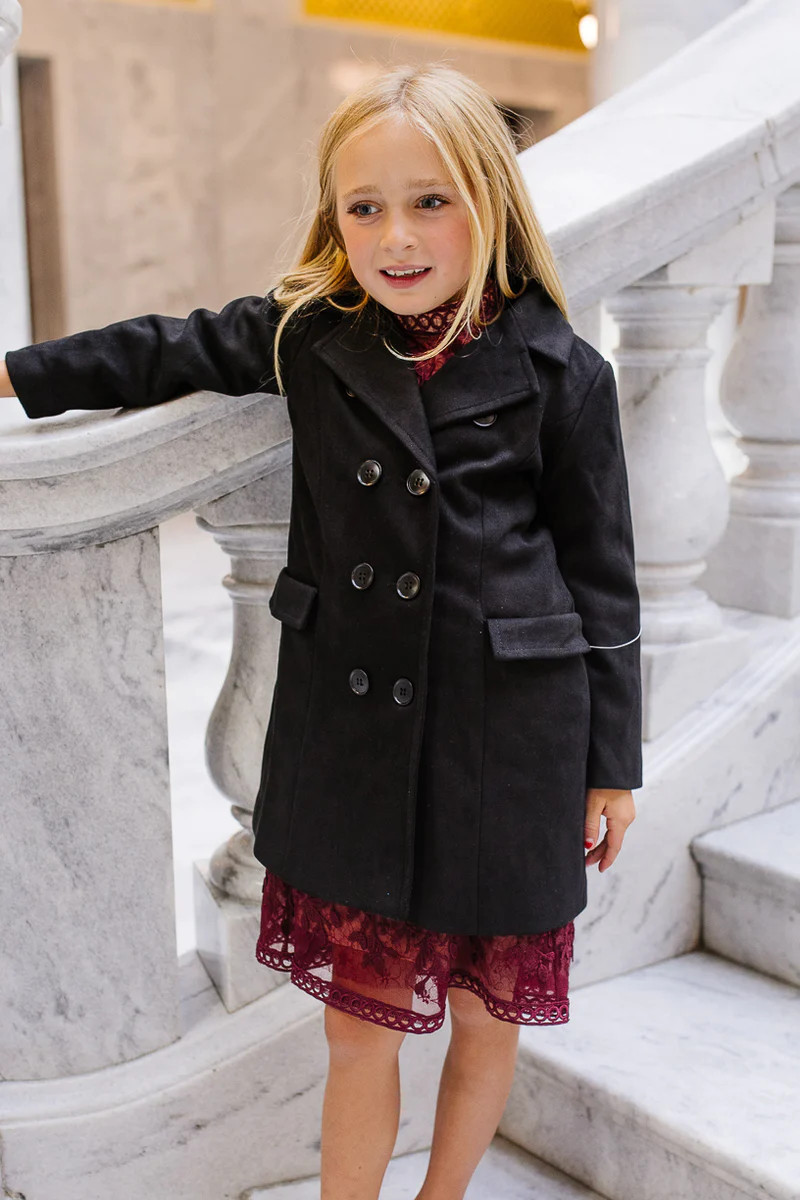 Mini Tabitha Coat in Black Suede | Ivy City Co