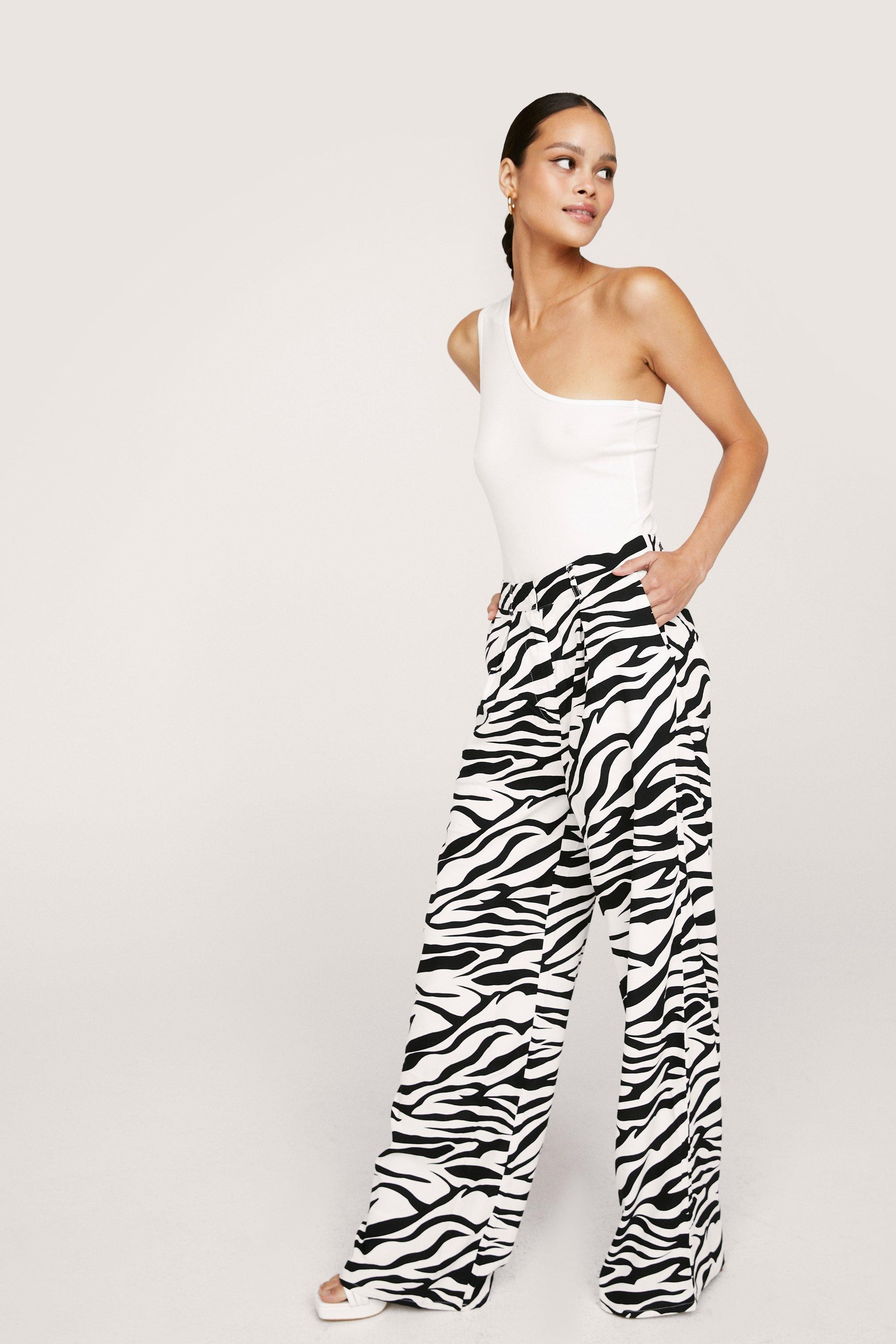 Zebra Print High Waisted Wide Leg Pants | Nasty Gal (US)