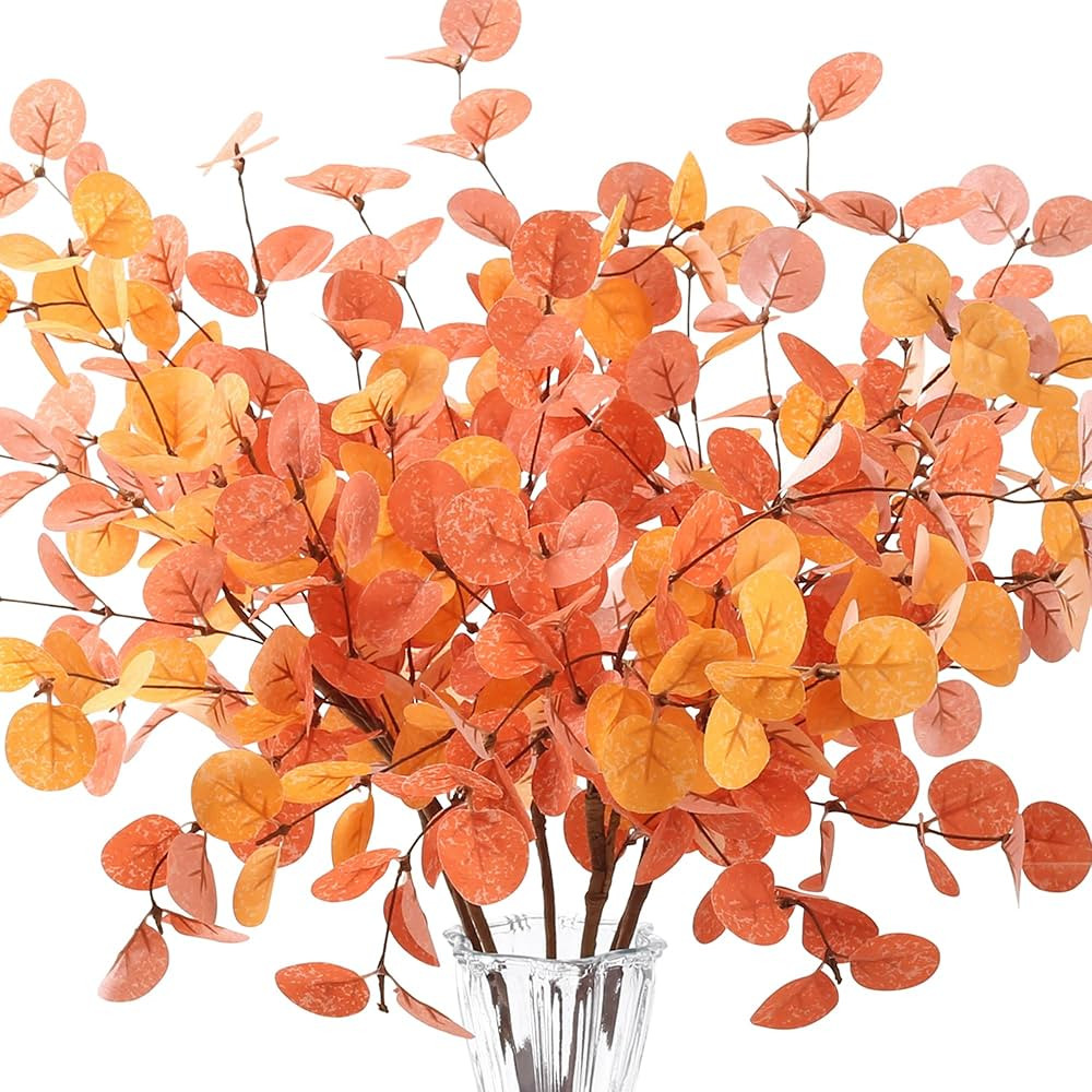 SITUMEIZI 6 Pcs Fall Stems Eucalyptus Artificial Tall Eucalyptus Leaves Fall Decor Autumn Decorat... | Amazon (US)
