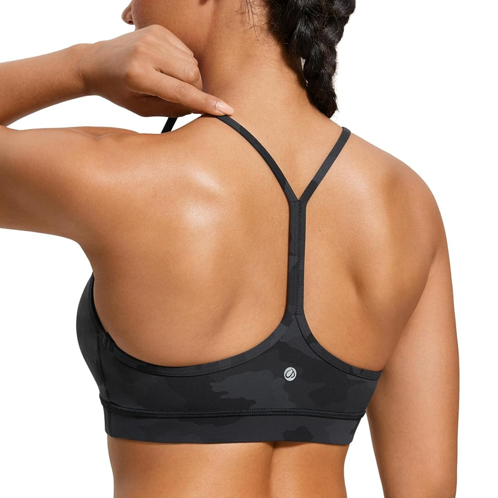 CRZ YOGA Butterluxe Womens Y Back Sports Bra - Padded Racerback Low Impact Spaghetti Thin Strap W... | Amazon (US)