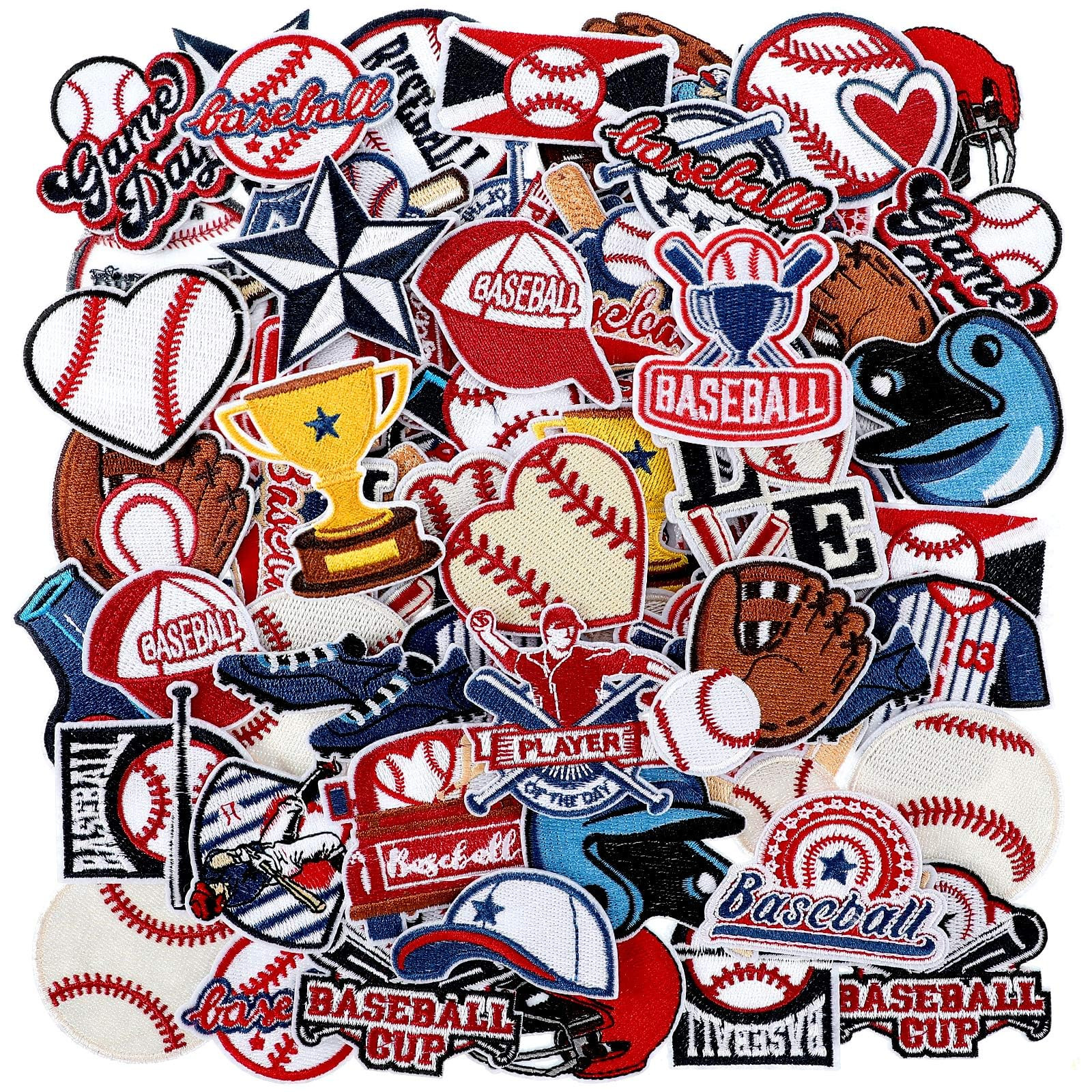HunnmingRe 72 Pcs Baseball Iron on Patches Chenille Embroidered Baseball Patches 36 Style Iron on... | Amazon (US)