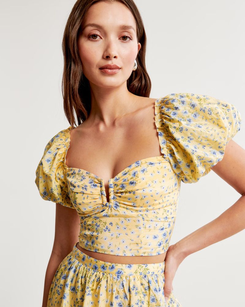 Women's Drama Puff Sleeve Sweetheart Set Top | Women's The A&F Wedding Shop | Abercrombie.com | Abercrombie & Fitch (US)