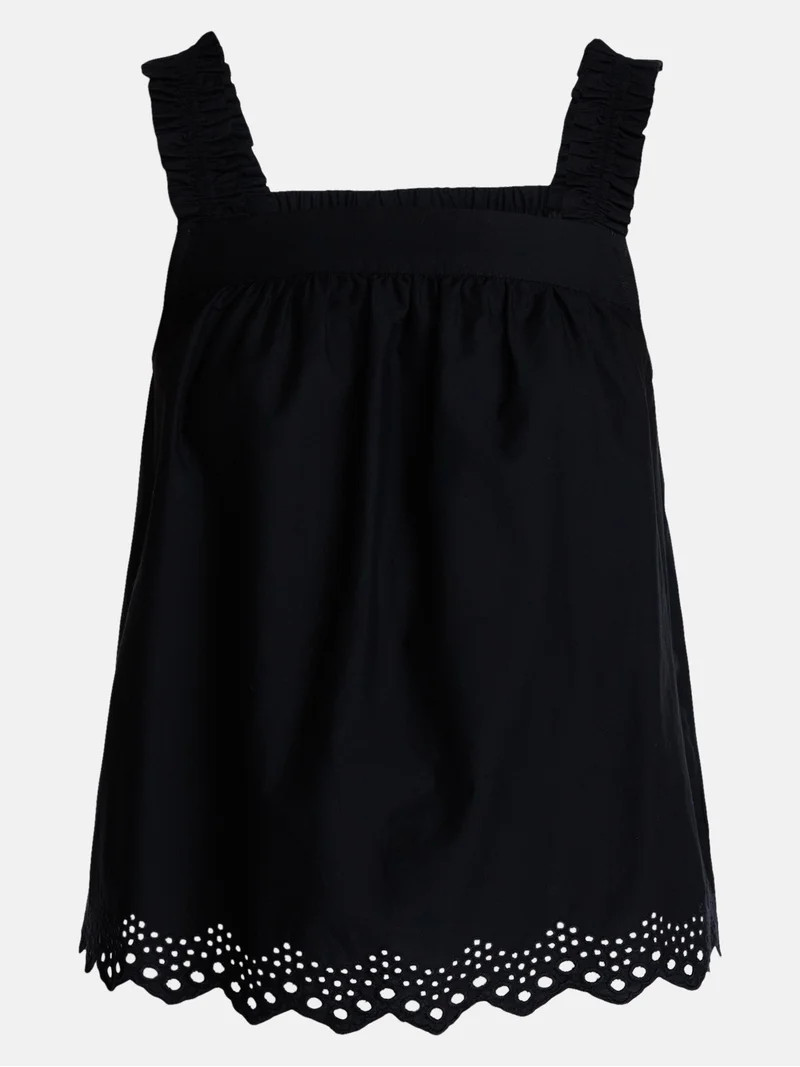 Time and Tru Women's Eyelet Embroidery Trim Tank Top, Sizes XS-XXXL | Walmart (US)