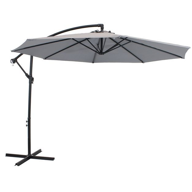 Sunnydaze Outdoor Steel Cantilever Offset Patio Umbrella with Air Vent, Crank, and Base - 9' - Sm... | Target