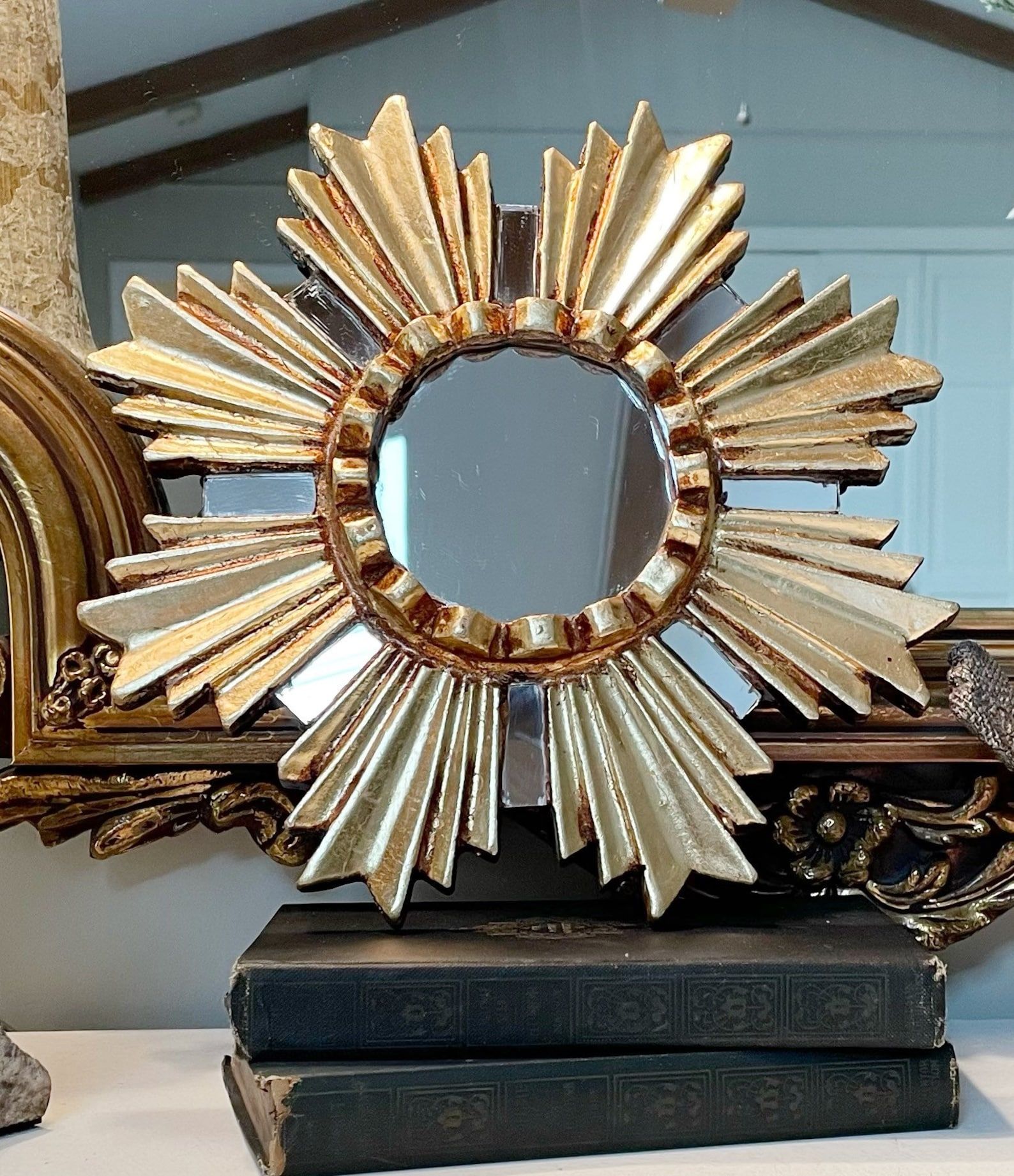 Sunburst Mirror Small Mirror Gold Leaf Mirrordecorative - Etsy | Etsy (US)