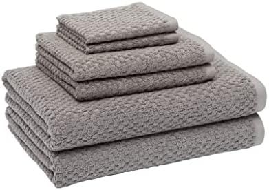 Amazon Basics Odor Resistant Textured Bath Towel Set - 6-Pieces, Dark Gray | Amazon (US)