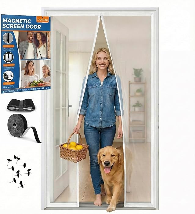 Premium Magnetic Screen Door, Heavy-Duty Reinforced Mesh, Ultra-Dense Weave, Smooth Auto-Close, P... | Amazon (US)