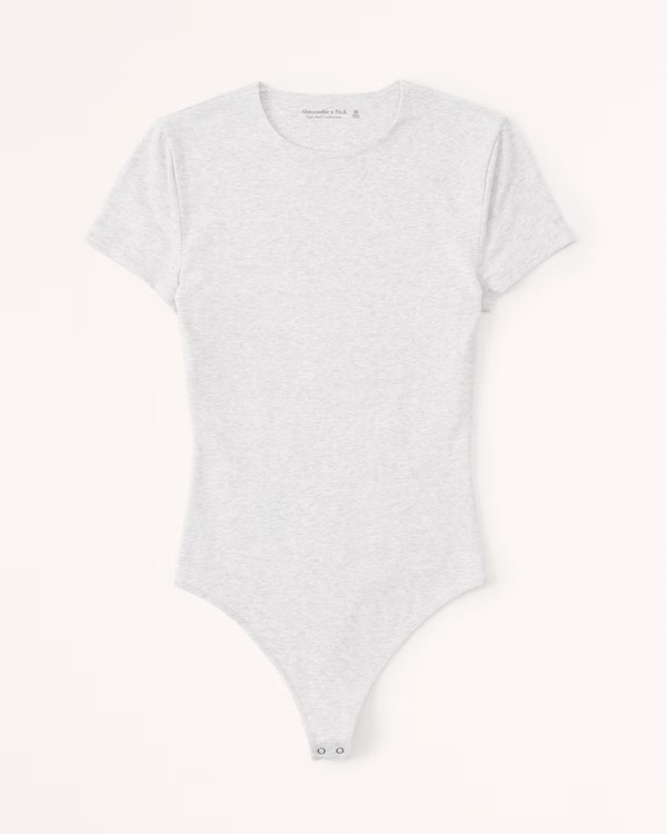 Short-Sleeve Cotton-Blend Seamless Fabric Crew Bodysuit | Abercrombie & Fitch (US)