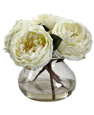 Fancy White Rose Arrangement with Vase | Macys (US)