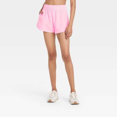 Women's Woven Mid-Rise Run Shorts 3" - All In Motion™ Pink M | Target