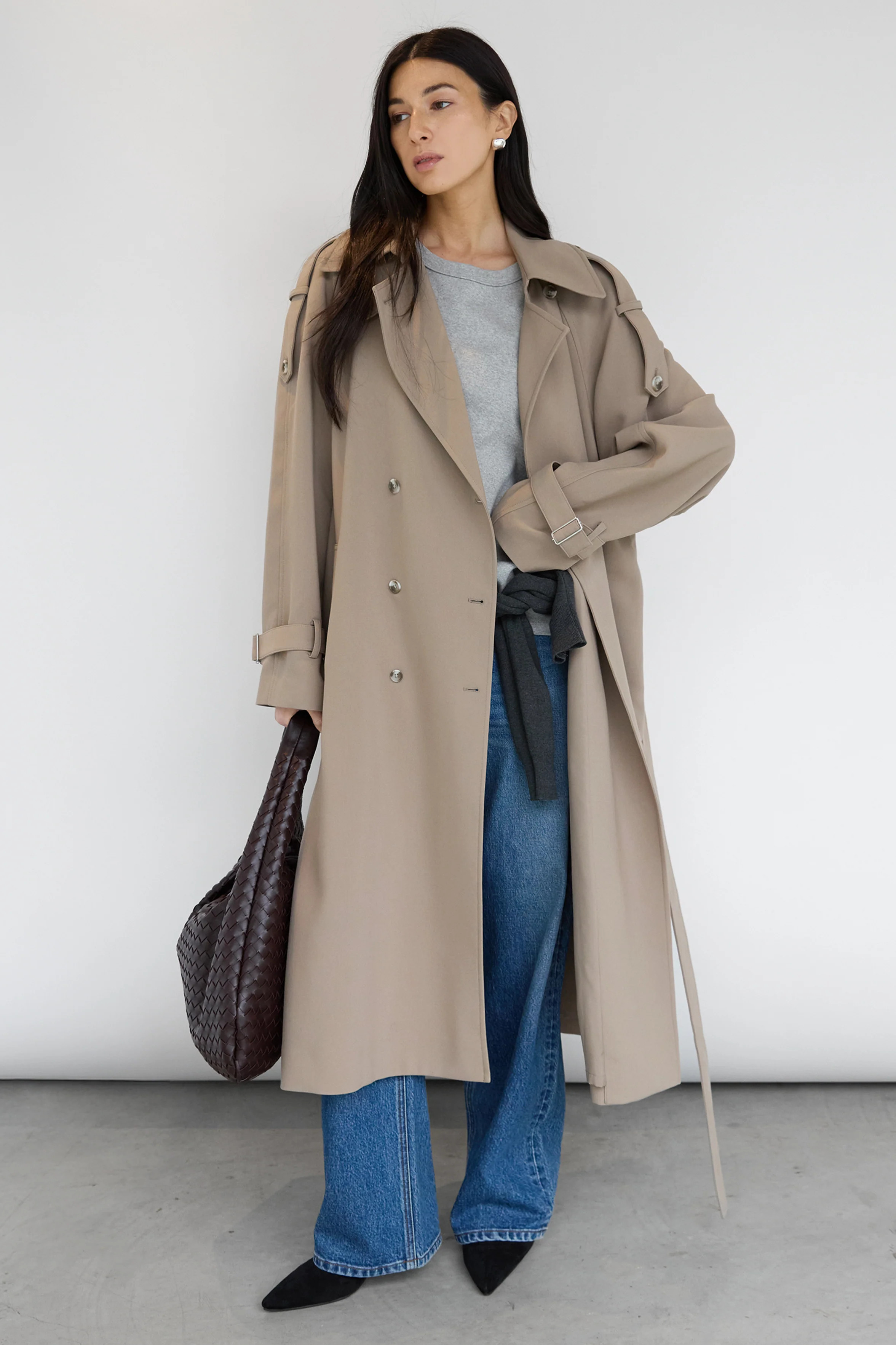 OVERSIZED TRENCH COAT WITH FUNNEL NECK | OAK + FORT