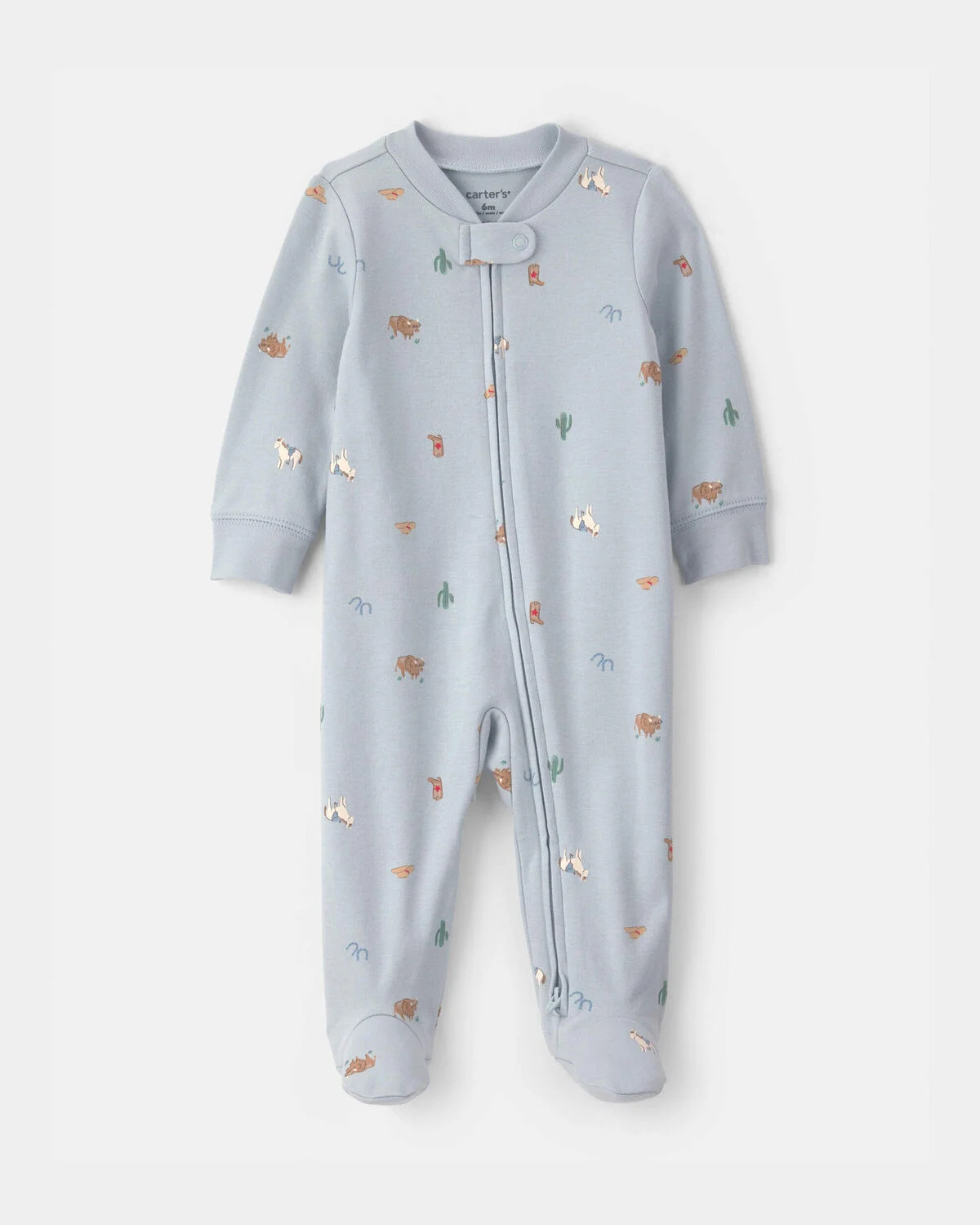 Baby Western 100% Cotton 2-Way Zip Sleep & Play Pajamas - Blue | Carter's Inc