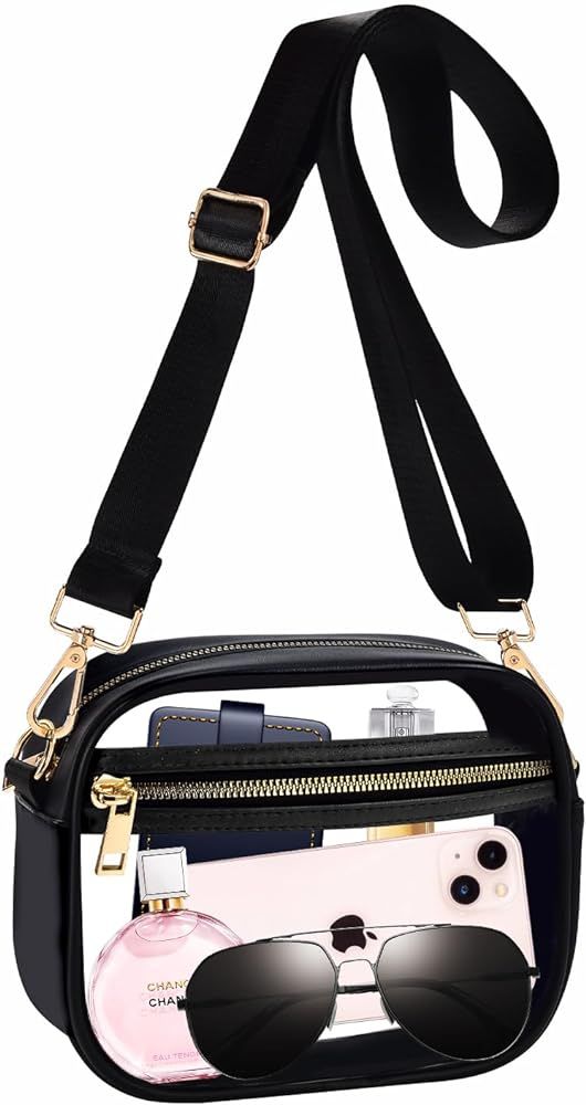 Fibrdoo Clear Bag Stadium Approved, Leather Clear Crossbody Purse Bag for Concerts Sports Events ... | Amazon (US)