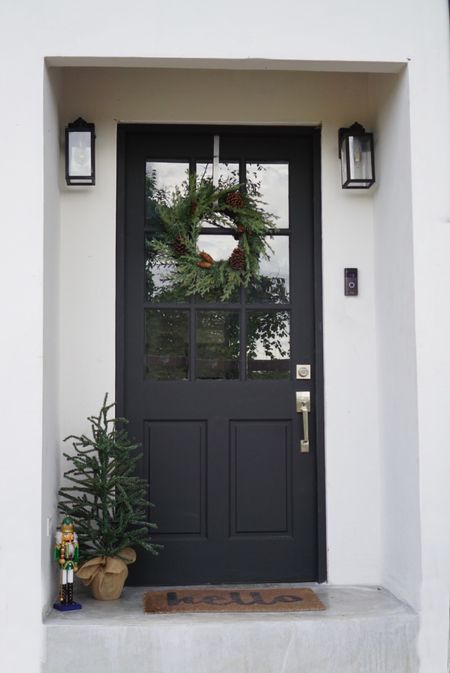 Simple holiday front door decor 