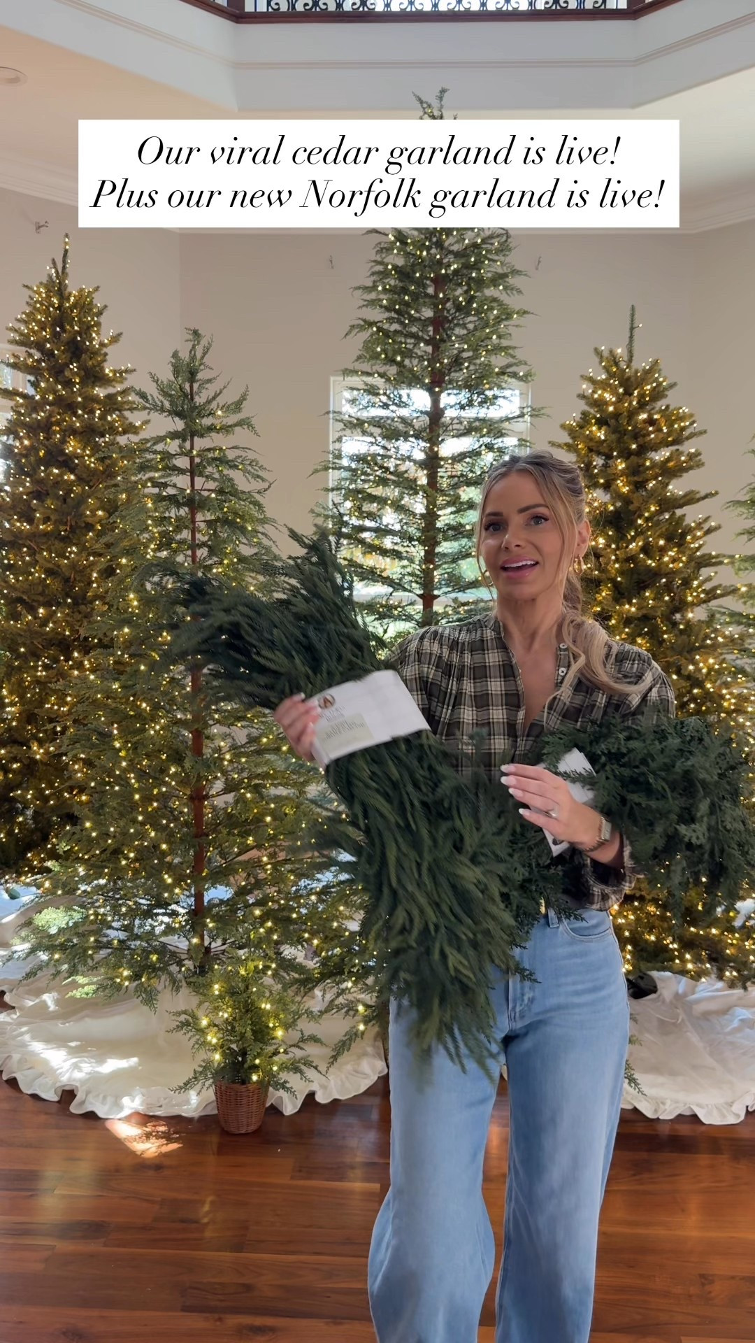 Our 9 foot cedar and Norfolk real
touch garland are now live! 

#LTKHome #LTKSeasonal