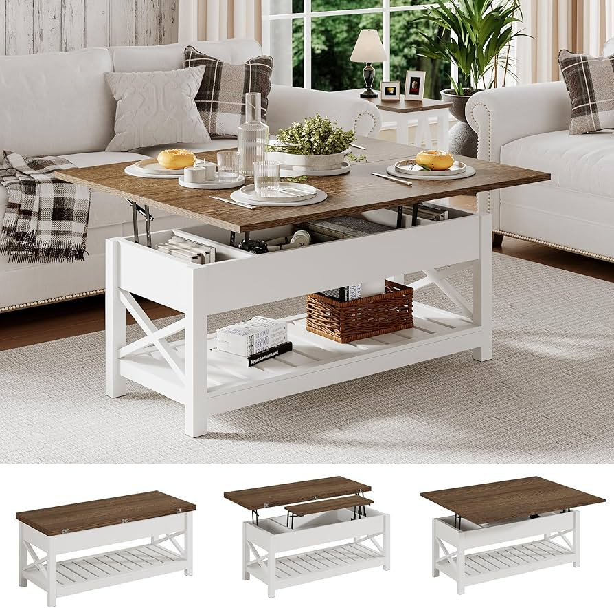 ChooChoo Farmhouse Lift Top Coffee Table, Multi-Function Convertible Coffee Table with Storage an... | Amazon (US)