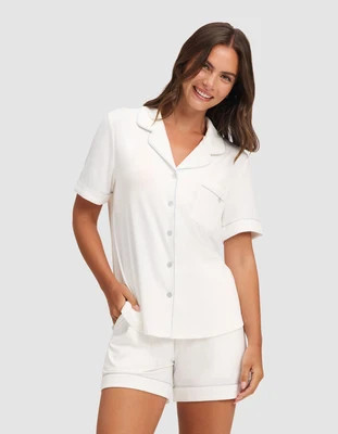 Women's Bamboo Stretch-Knit Short Sleeve Pajama Top | Cozy Earth