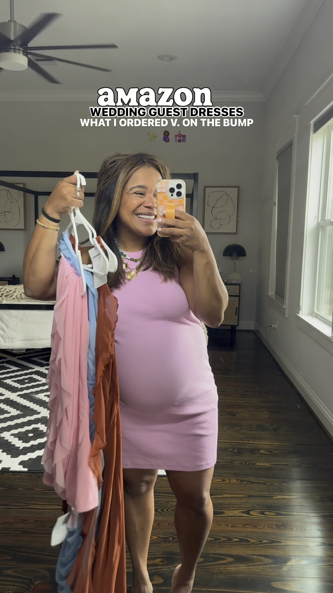 AMAZON WEDDING GUEST DRESSES: what I ordered v. what it looks like on the bump.

The material on all of these dresses have decent stretch to them, so even at 6 months pregnant, my normal size, medium, works in these.

#LTKfindsunder50 #LTKfindsunder100 #LTKbump