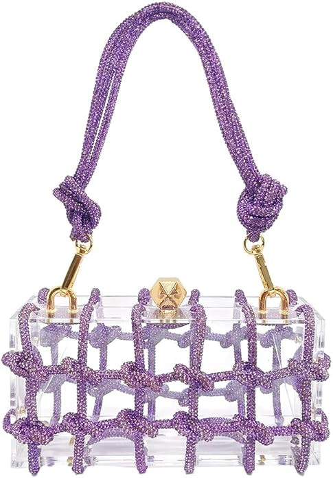 Clear Acrylic Bag Rhinestone Acrylic Clutch Crystal Evening Purses for Women Glitter Handbag for ... | Amazon (US)