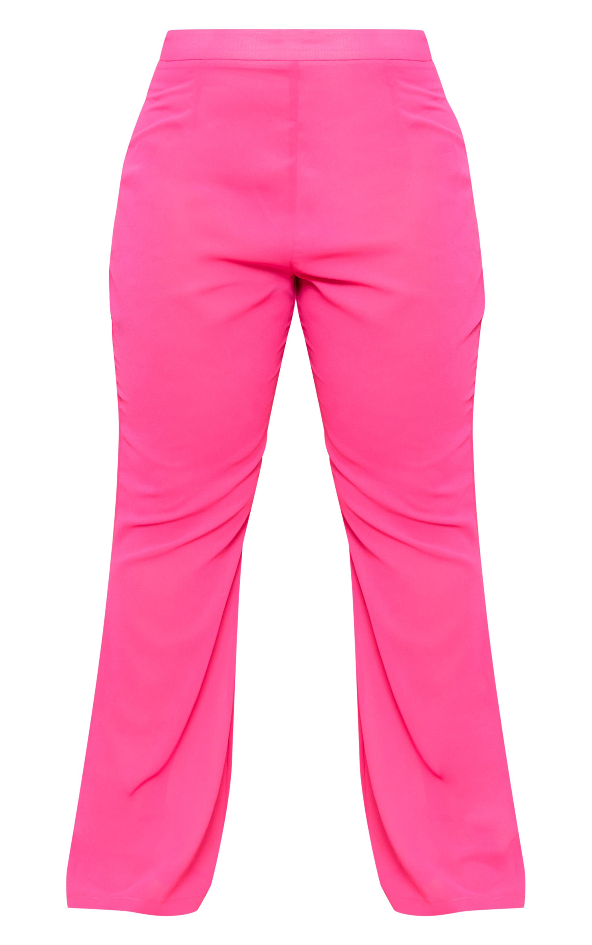Plus Pink Chiffon Flare Pants | Plus Size | PrettyLittleThing US
