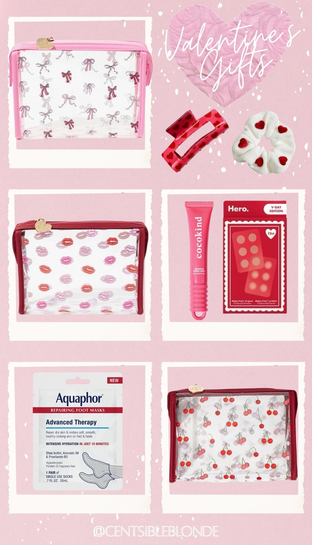Valentine’s Day, galentine’s day, vday, makeup bag, travel bag, travel size, lip balm, hair clip, pimple patches, hero patches, scrunchie, hair tie, claw clip, gift ideas, gift exchange, valentine, foot mask

#LTKValentine #LTKselfcare #LTKTravel