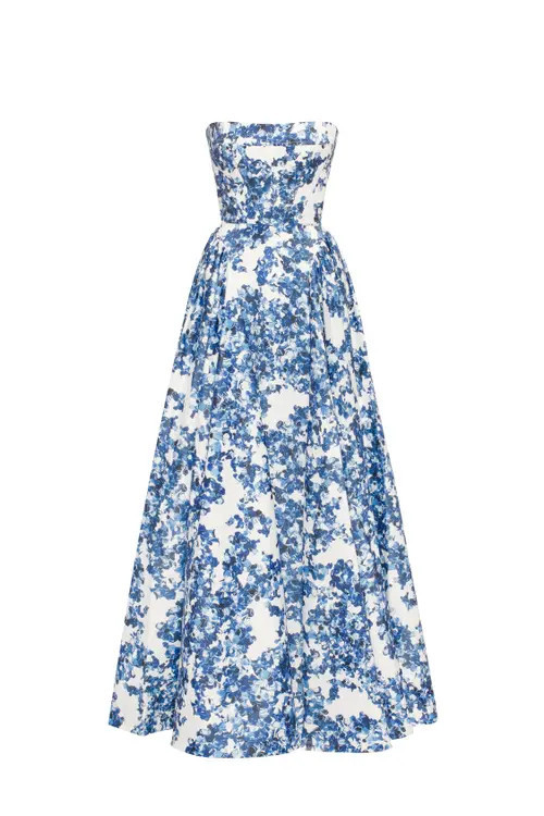 Milla Ravishing Blue Hydrangea Corset Maxi Dress in Blue-Double at Nordstrom, Size Small | Nordstrom