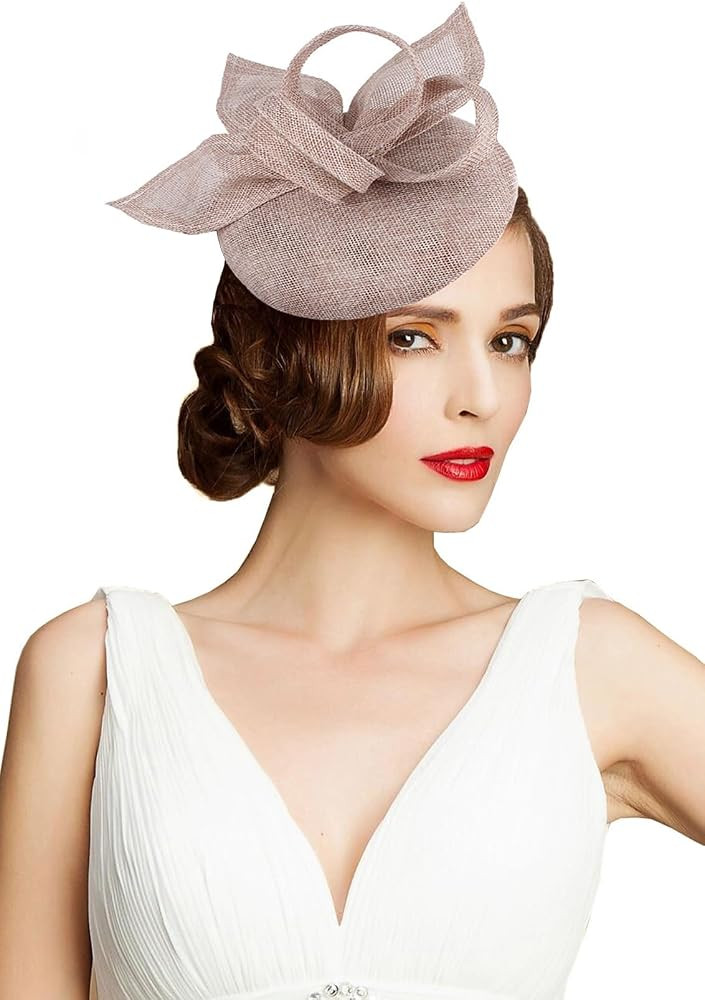 Sinamay Flower Feathers Pillbox FascinatorHat Derby Headband forWeddingTea PartyChurchHat for Coc... | Amazon (US)