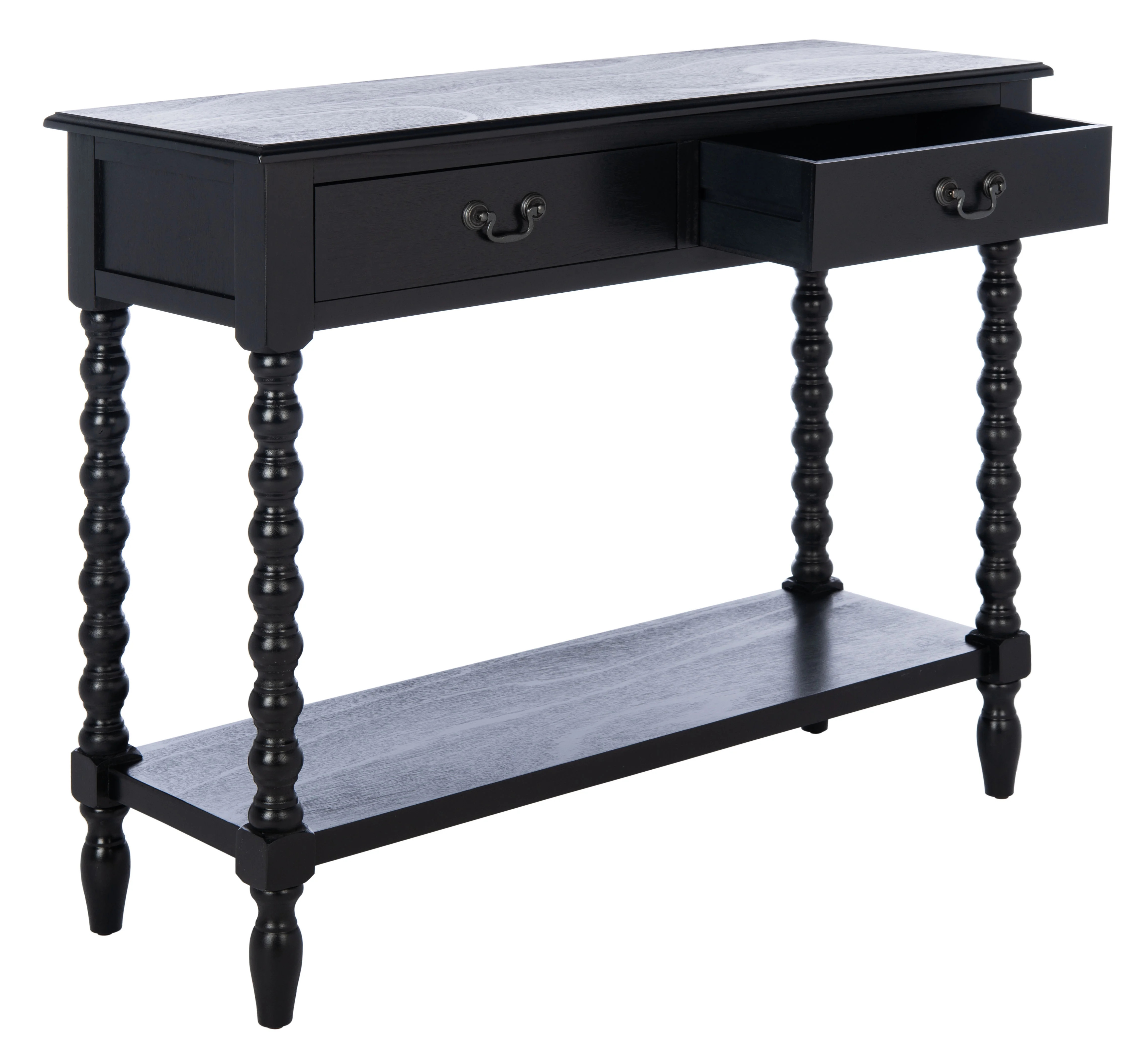 SAFAVIEH Athena French 2-Drawer Black Wood Rectangle Console Table (35.5 in. W x 13 in. D x 29.5 ... | Walmart (US)