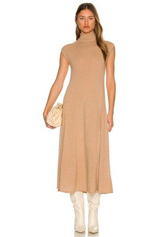 Autumn Cashmere Funnel Neck Flare Dress in Cork from Revolve.com | Revolve Clothing (Global)