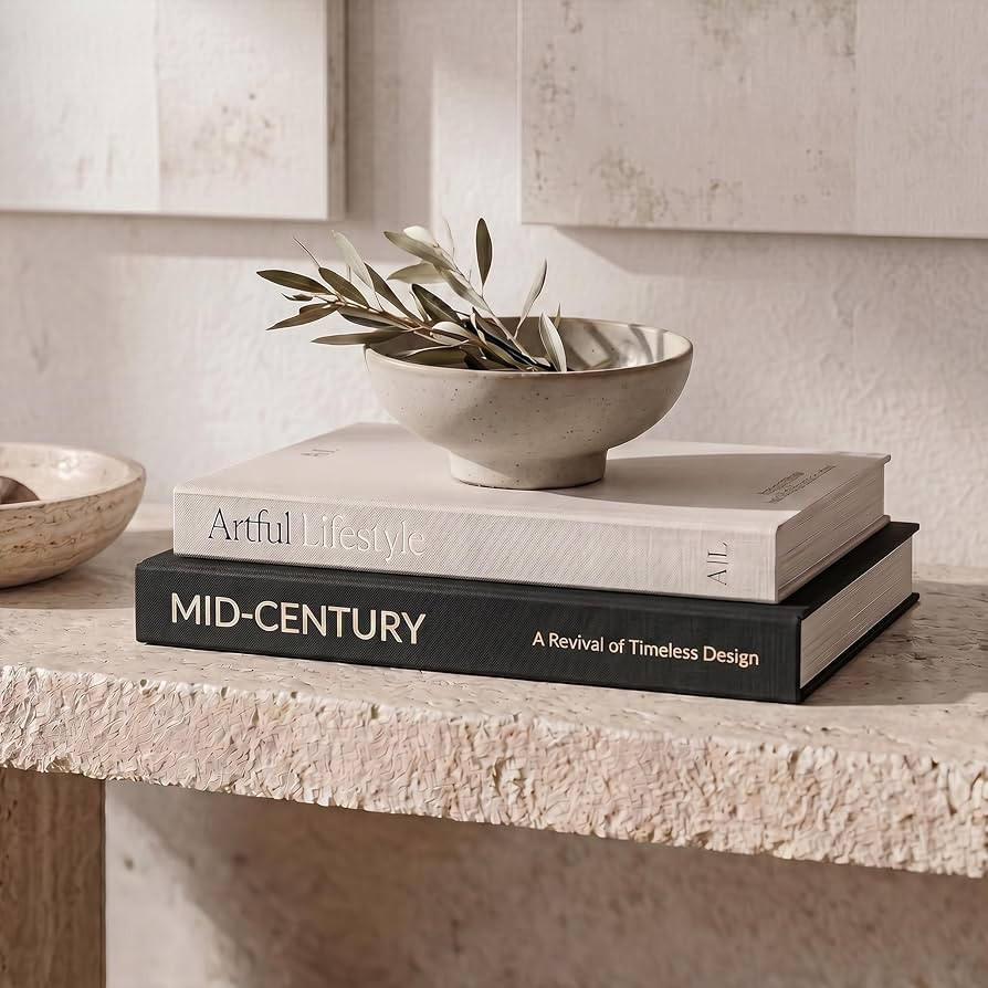 Amazon.com: Aesthetic Decorative Books - Set of 2 Stylish Boxes Enhance Your Coffee Table, Bookshelf or Mantel Decor - Beautiful Fake/Faux Books for Modern Home Decoration, Photo Storage and as a Keepsake Box : Home & Kitchen | Amazon (US)