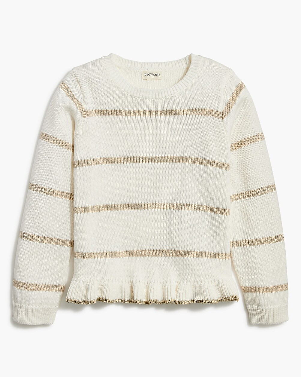 Girls' striped sparkle ruffle-hem sweater | J.Crew Factory
