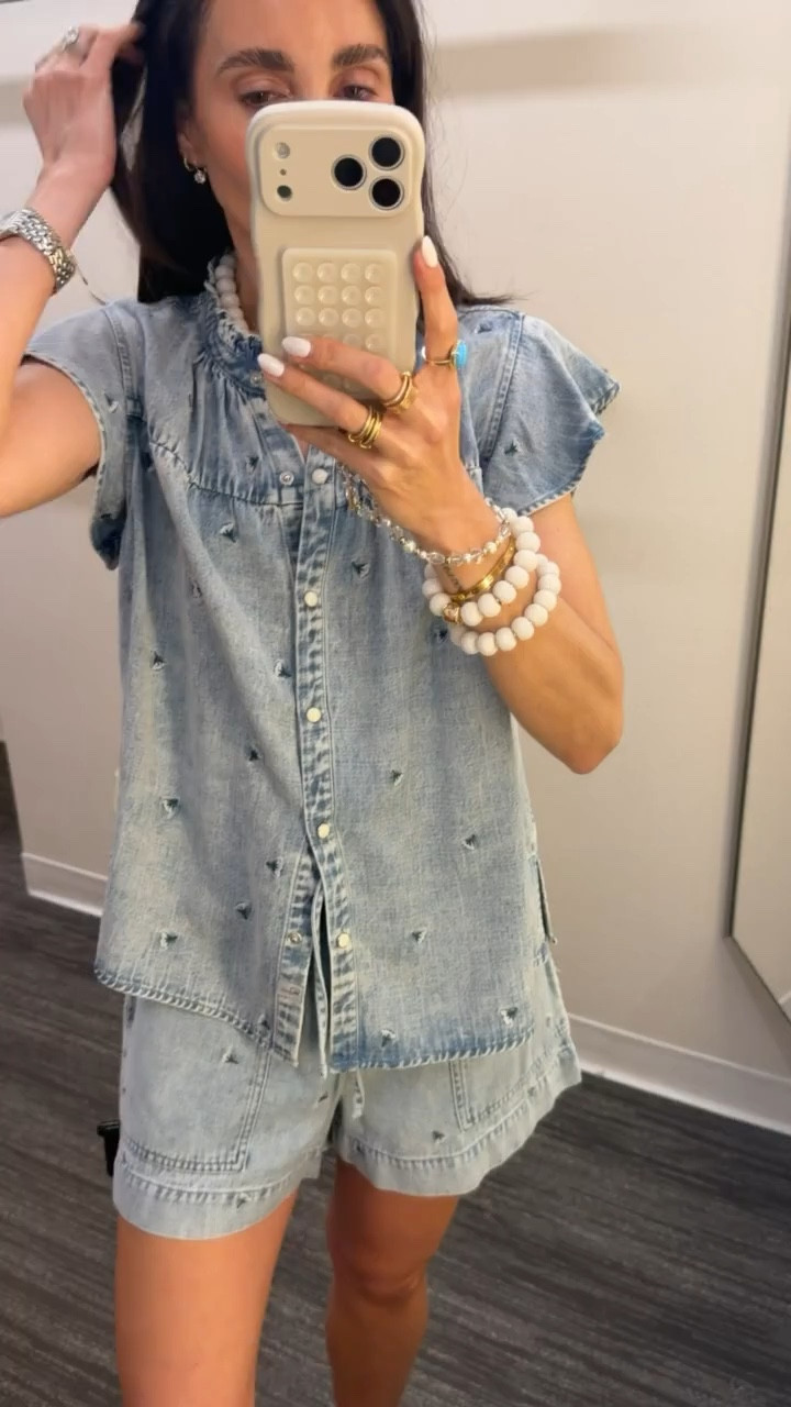 Rails denim set, 25% off. Vacation 2 piece set, I'm wearing size S in both. 

floral embroidered top, matching set, cute outfit, annabrstyle

#LTKOver40 #LTKSaleAlert