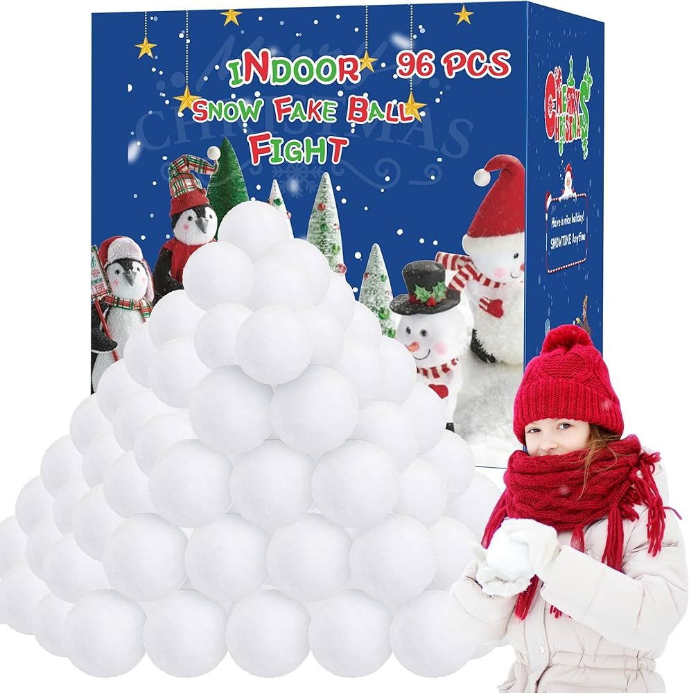96 Pack Snow Fake Balls, Indoor Snow Fight Ball Set, Snow Toy Balls for Kids Indoor, Artificial S... | Amazon (US)