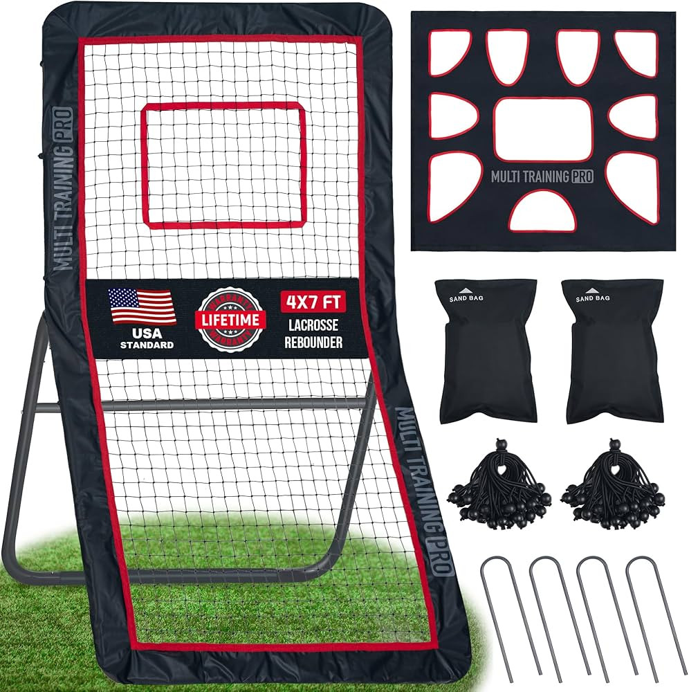 Heavy-Duty Lacrosse Rebounder for Backyard 4x7 ft Volleyball Rebounder Net Bounce Back with Adjus... | Amazon (US)