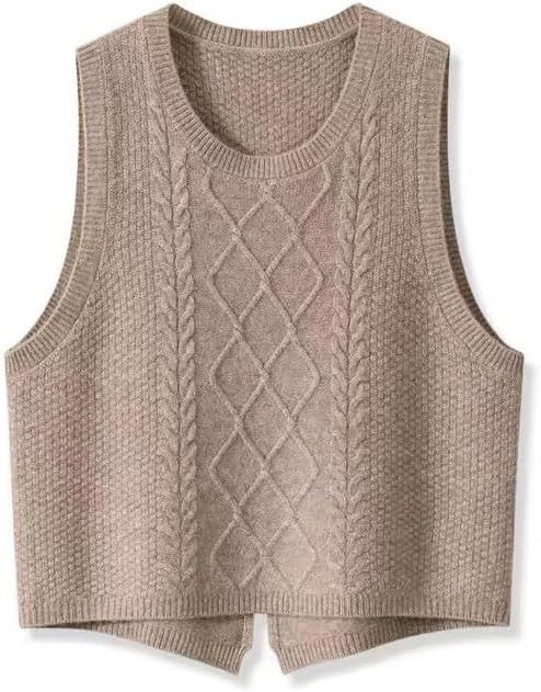 100% Merino Wool Sweaters Women's Female Fall Winter Knitted Pullover Crew Neck Waistcoat Sleevel... | Amazon (US)