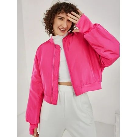 Women s Neon Pink Quilted Bomber Jacket 32209S112112 | Walmart (US)