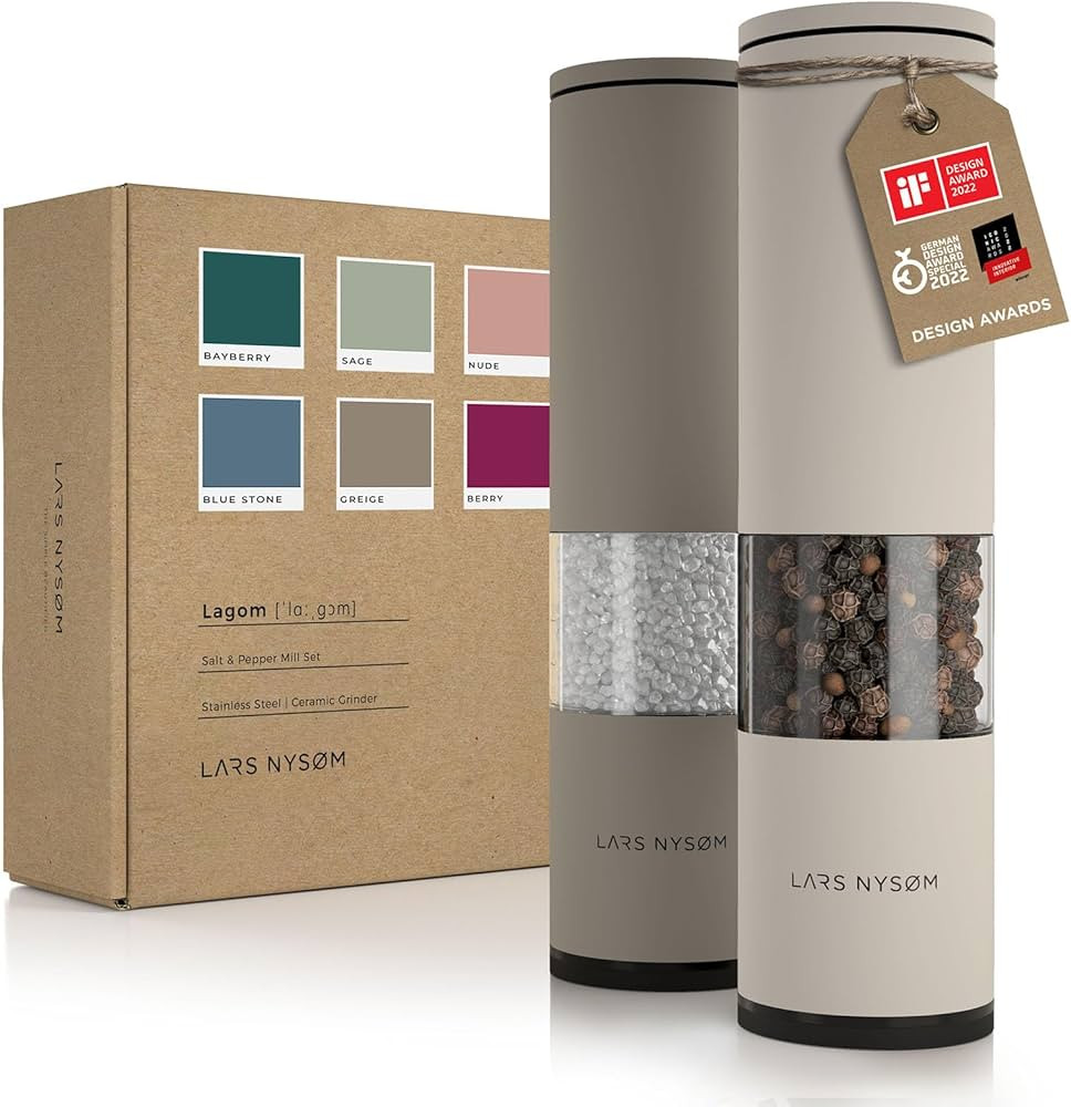 LARS NYSØM Salt and Pepper Mills Set Stainless Steel with Adjustable Ceramic Grinder 2 pieces I ... | Amazon (US)