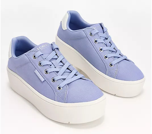 "As Is" Skechers Plateau Vegan Chambray Lace- Up Sneakers - QVC.com | QVC