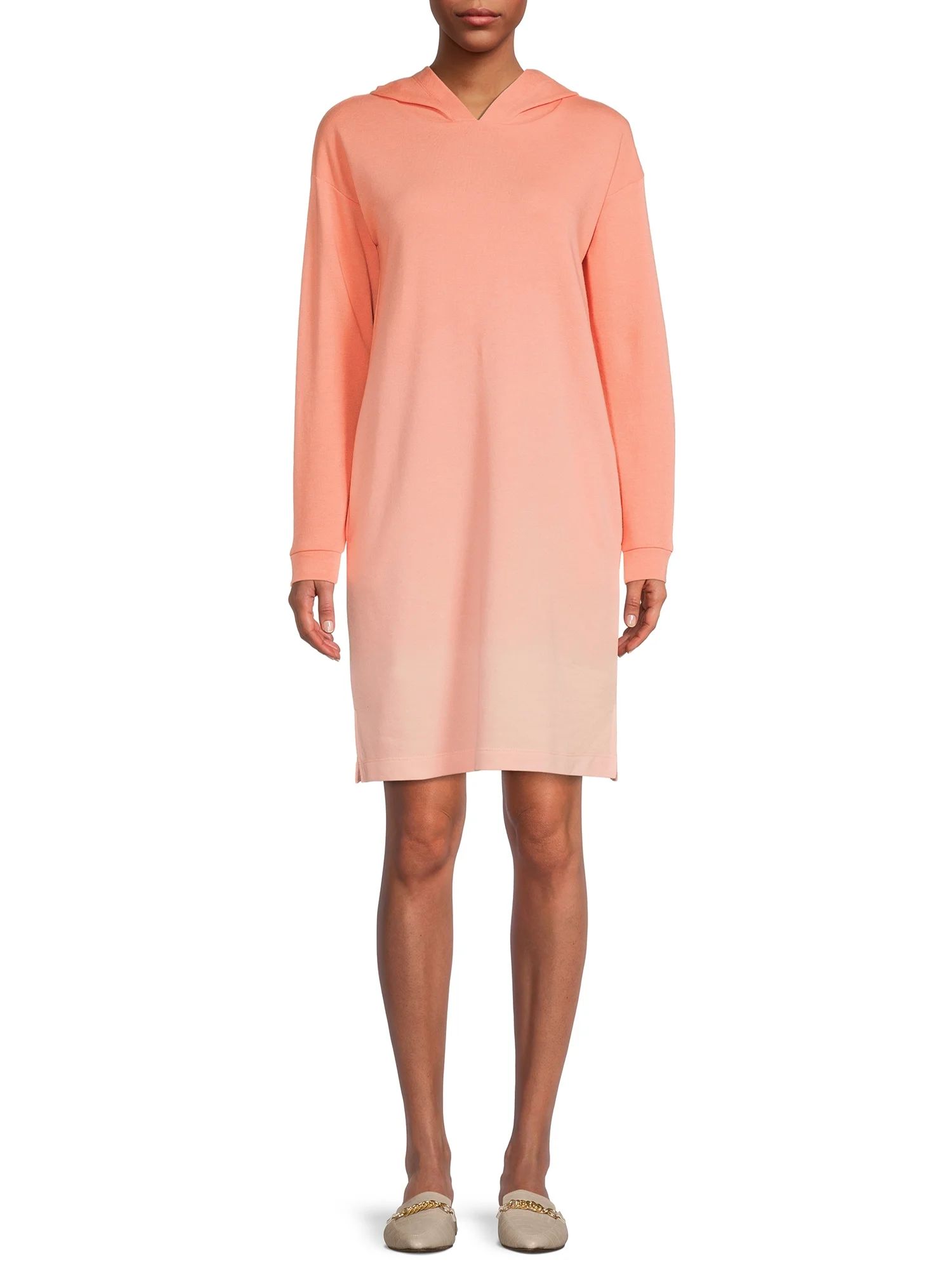 Time and Tru Women's Ombre Sweatshirt Hoodie Dress | Walmart (US)