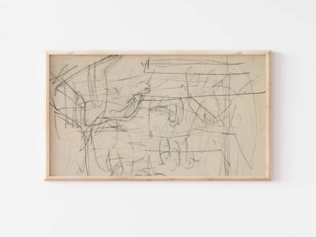 Samsung Frame TV Art File Vintage Abstract Line Sketch Neutral Line Art Muted Colors Farmhouse Ar... | Etsy (US)