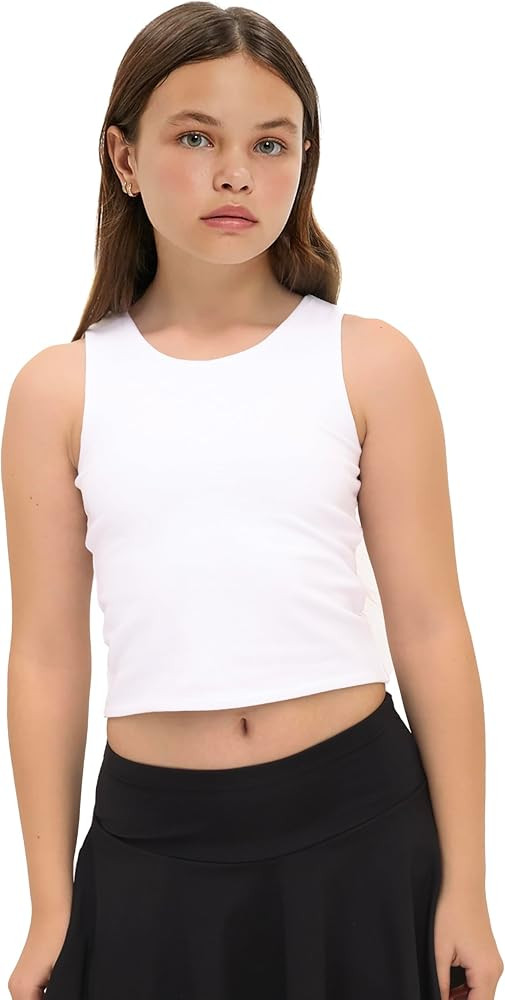 Lilax Girls' Double Lined Sleeveless Basic Crop Tank Top | Amazon (US)