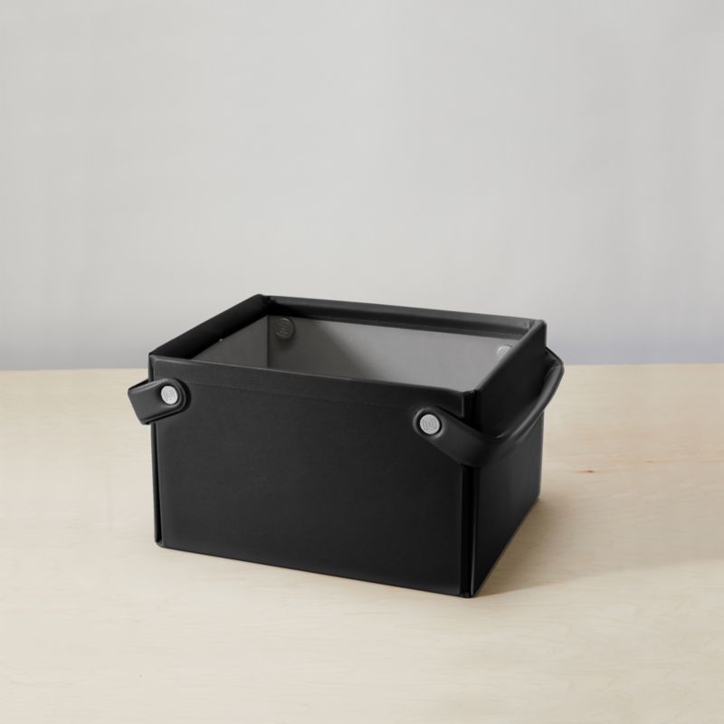 Folden Lane Extra-Small Black Rectangular Collapsible Storage Basket | Crate & Barrel | Crate & Barrel