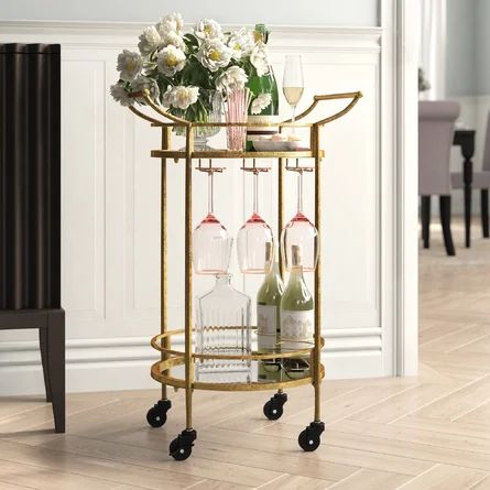 House of Hampton® Round Metal Bar Cart | Wayfair North America