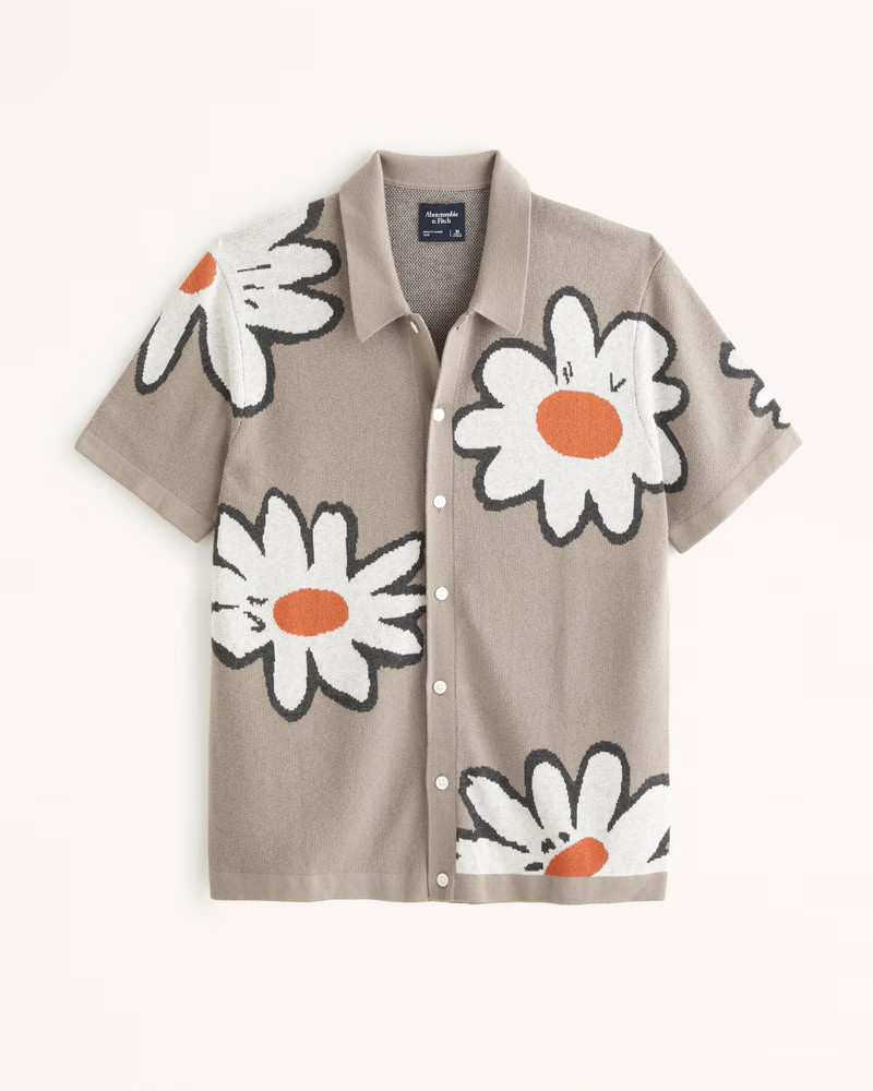 Floral Button-Through Sweater Polo | Abercrombie & Fitch (US)