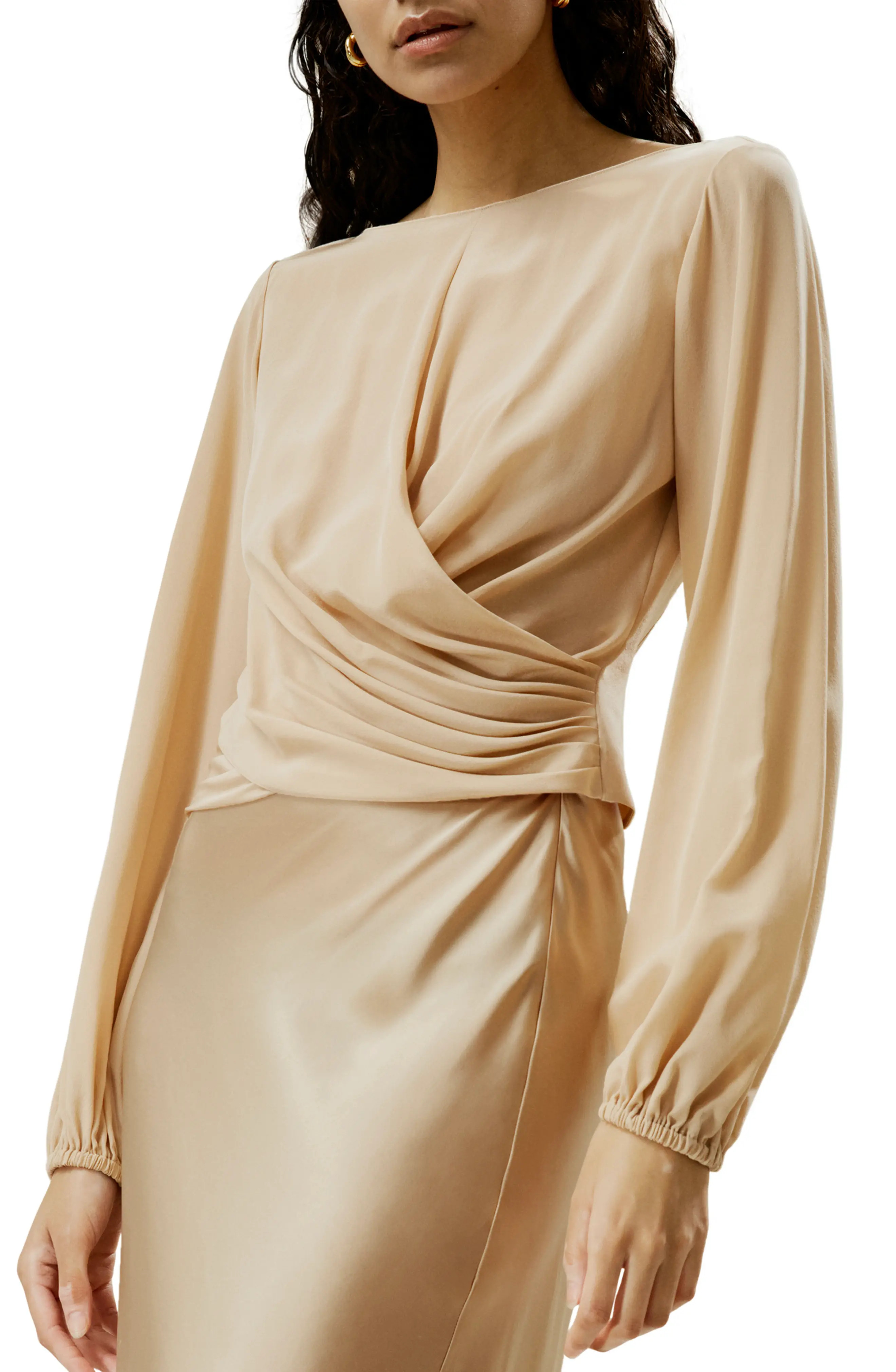 Women's Nipped Waist Cr\u00eape de Chine Silk Blouse (Women) | Nordstrom | Nordstrom