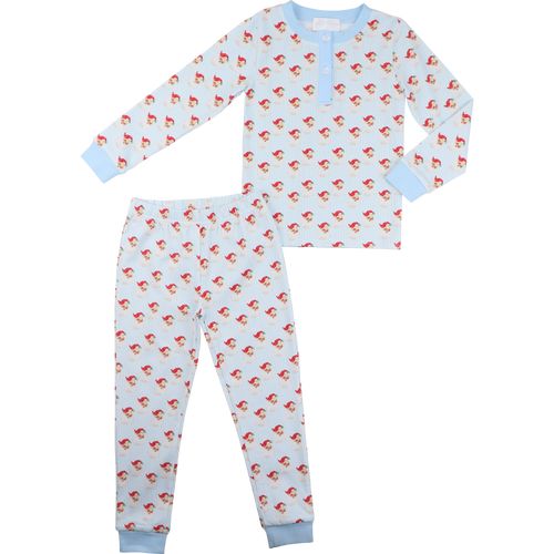 Blue Vintage Santa Print Pajamas | Cecil and Lou