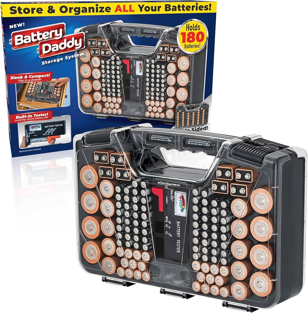 Ontel Battery Daddy Storage & Organizer Case with Tester, Stores & Protects Up to 180 Batteries, ... | Amazon (US)
