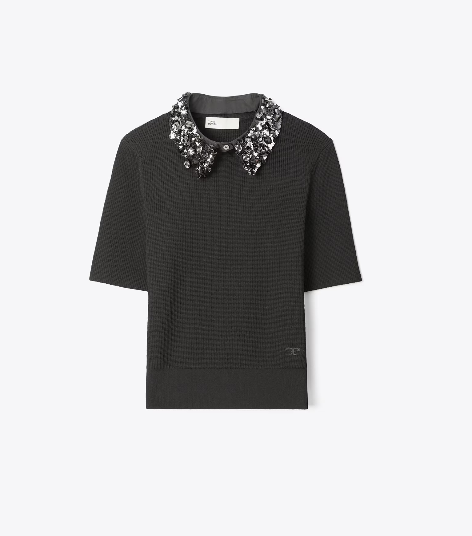EMBELLISHED COLLAR SHORT-SLEEVE TOP | Tory Burch (US)